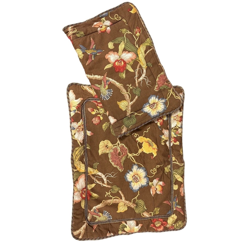 Custom Floral Hummingbird Orchid Pillow Shams Brown Standard Set of 2 Corded